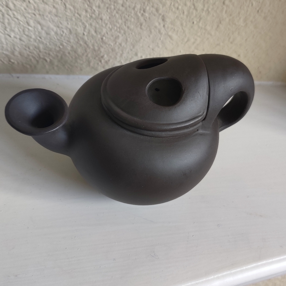 Chinese Handmade Ceramic BrownTeapot.